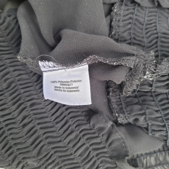 a.n.a. New Aproach Ladies Short Sleeve Black Sheer Ruffle Blouse Sz M Medium - Picture 4 of 9